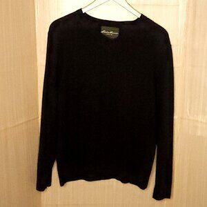 Eddie Bauer Mens Grey Cashmere Cotton V Neck Sweater Large